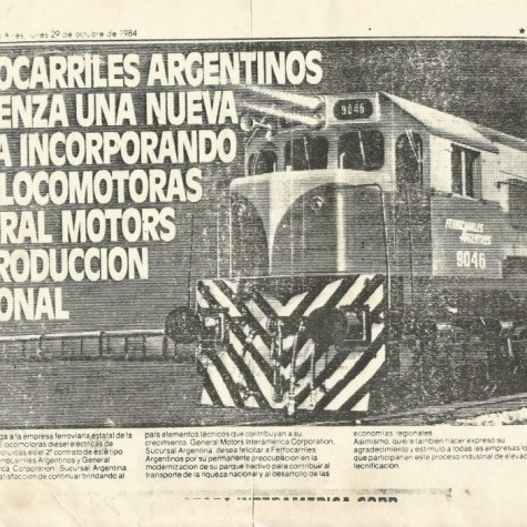 FA Incorpora Locomotoras GM de producción nacional